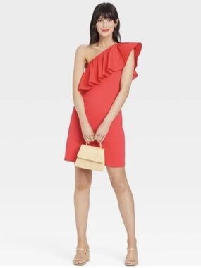 One Shoulder Ruffle Cocktail Dress